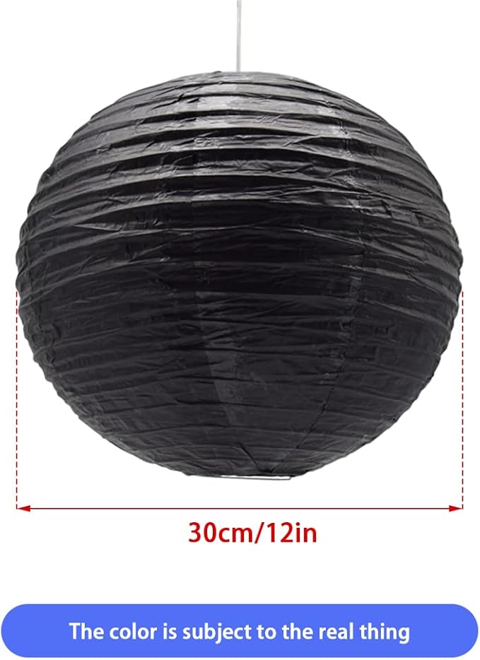3pcs Paper Lanterns Decorative Round Chinese Paper Lanterns for Birthday Halloween Wedding Baby Bridal Shower Home Decor Party Decoration (12in/Black)