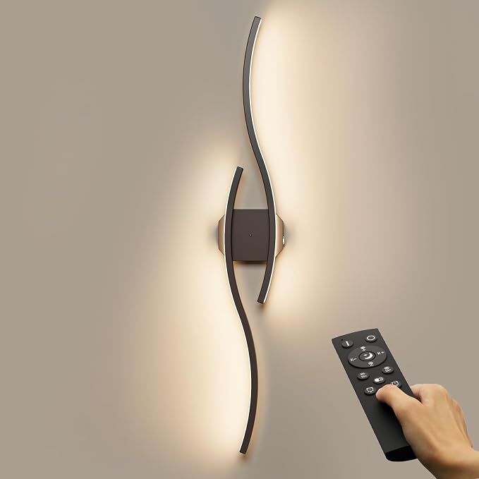 hunhun 40 Inch Battery Operated Wall Sconces, Wireless Wall Sconce with Remote Control, Rechargeable Sconces 3000K-6500K, RGB Dimmable Wall Lights for Living Room, Hallway, Bedroom (40 inch 1Pack)