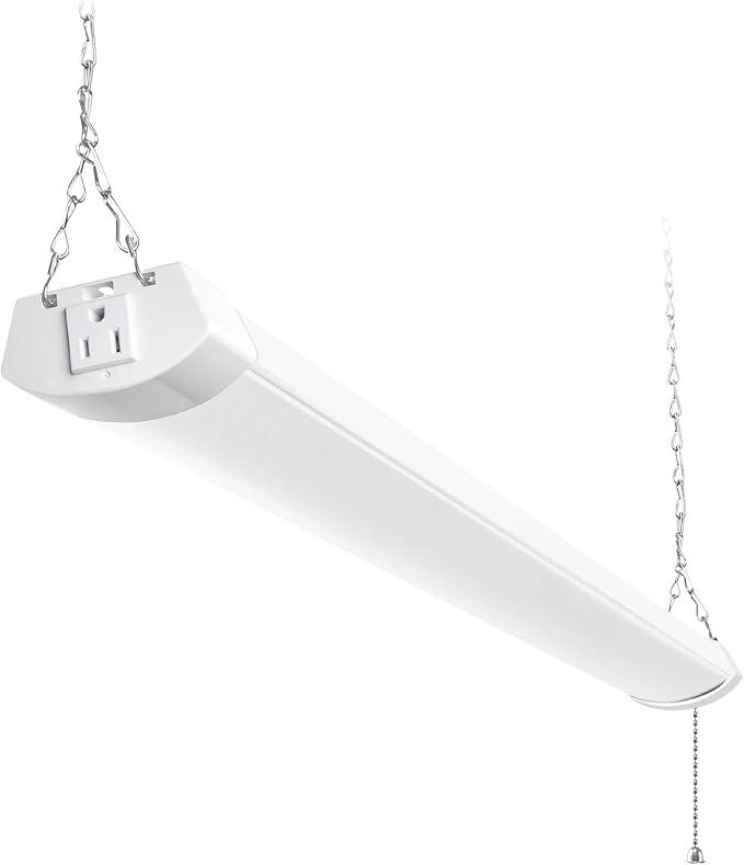 hykolity 4FT 70W LED Shop Light Linkable, 8000lm(300w Equivalent) | 5000K Utility Shop Lights for Garages, Workshops, Basements, Hanging or FlushMount,with Power Cord and Pull Chain,ETL,White
