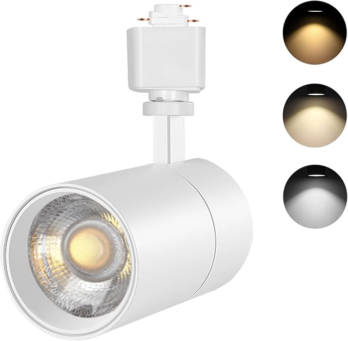 VANoopee 3-Color 20W H Track Lighting Heads Dimmable, White 1 Pack | Bright LED Track Light Fixtures Ceiling Spotlight for Kitchen, 3000K 4000K 5000K Adjustable, Flicker Free CRI90+ 36° 2000lm