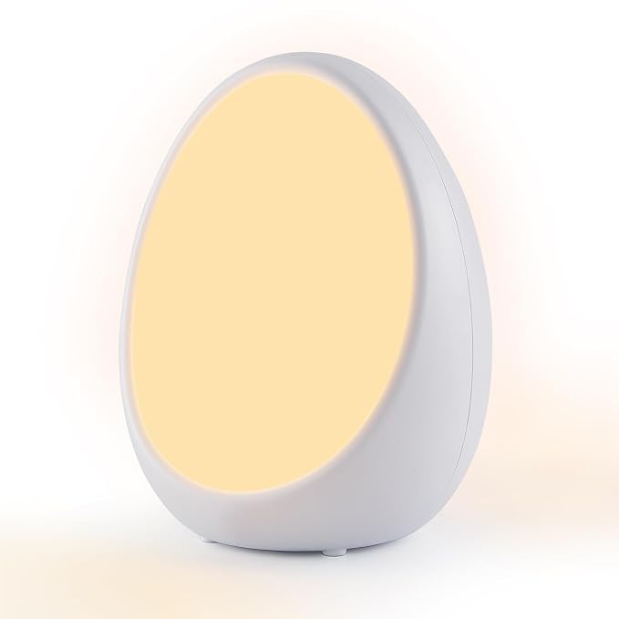 Egg Light for Kids Nursery, Rechargeable Baby Night Light with No Flashing Blue Indicator, 1800mAh Battery, Battery-Saving Bypass Power, Touch Control, RGB Light, Timer & Memory
