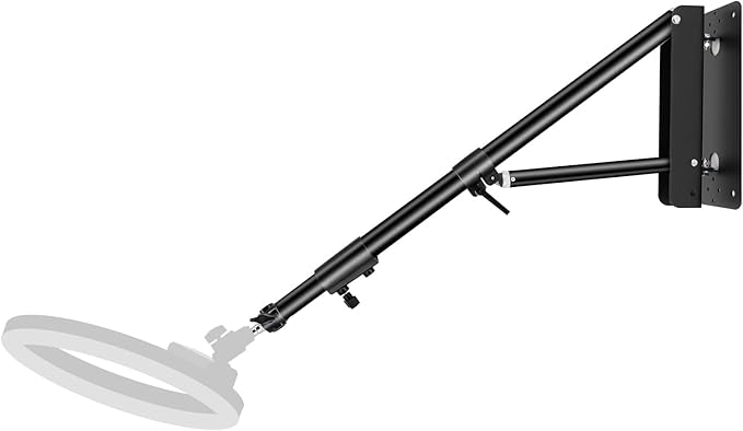 Takerers Ring Light Wall Mount, 5.9ft /71 inch Wall Ring Light Mount,180º Flexible Rotation,Triangle Boom Arm with 3/8 & 1/4 Screw for Photography Light, Monolight, Softbox, Umbrella, Reflector