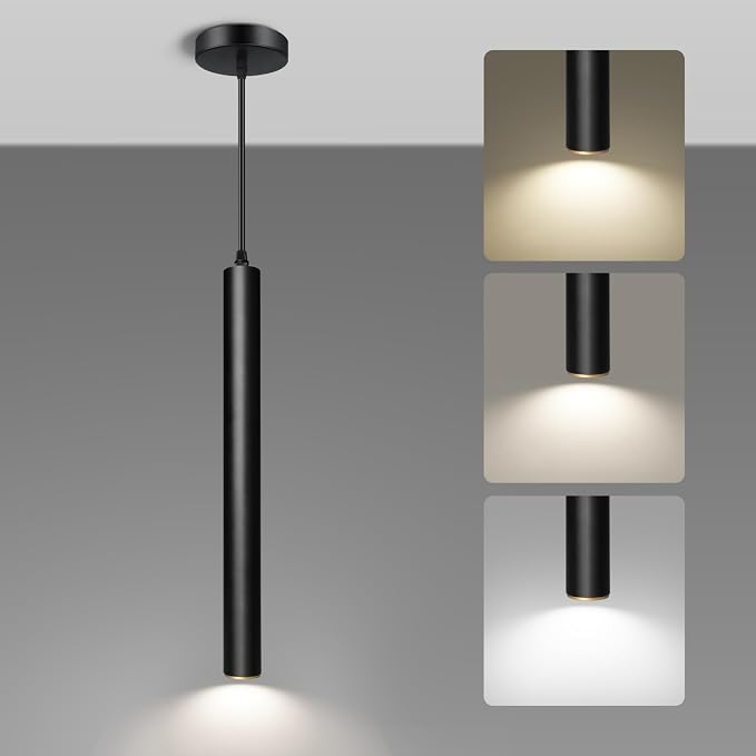 Modern Pendant Lights, 3 Color Temperature Adjustment LED Dimmable Pendant Light Fixtures, 2700K/4000K/6000K Pendant Lighting for Kitchen Island,Bar,Bedroom, 15.7inch, ETL, 1 Pack