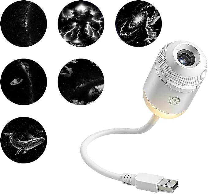 2-in-1 Galaxy Projector Night Light, New USB Star Projector with Adjustable Brightness, Mini Galaxy Light Projector for Bedroom Ceiling Wall Room Decor (24 Projection Films) (6 Projection Films)
