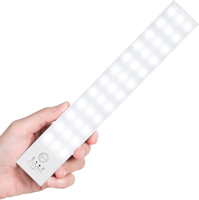 Alivation 36 LED Closet Light Motion Sensored Battery Powered LED Lights, Under Cabinet Lighting, Motion Sensor Light Indoor, Ultra Thin Wireless 1500mah Rechargeable Battery Operated, 2 Sensor Modes