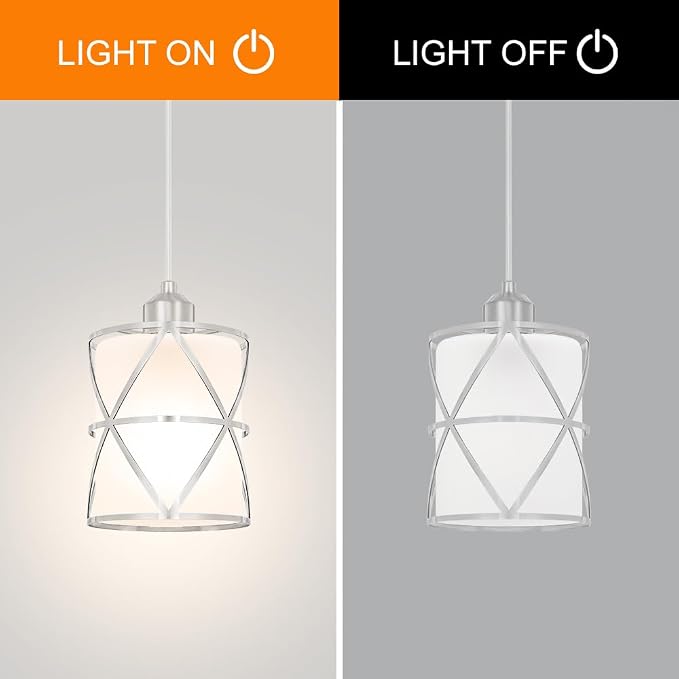 2 Pack Brushed Nickel Pendant Lights for Kitchen Island, Pendant Lights Kitchen Island with 5.51in Frosted Glass Shade, Adjustable Modern Hanging Lights - 59.06 Inch Cord for Dining Room, Entryway