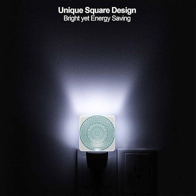 Datura Flower Night Light Blue Green Vintage Style LED Night Lights Plug into Wall for Stairway Hallway Bedroom 0.5W Nightlight