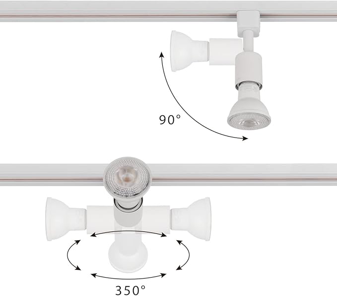 mirrea J Type Track Lighting Head to E26 Medium Screw Base Adapter Light Direction Adjustable Pack of 12 (White)