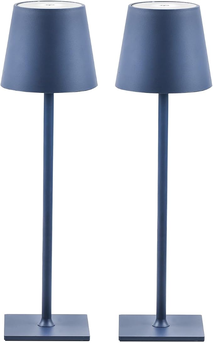 CHLORANTHUS 2 Pack Cordless Table Lamps, 3 Colors Stepless Dimming, 5000mAh Rechargeable Battery LED Desk Lamp for Bedroom/Couple Dinner/Desk/Cafe/Dining Room/Terrace