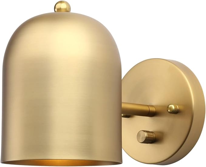 Modern Dimmable Wall Sconce Hardwired | Brass Finish Wall Light Lamp Adjust Light Head, E26 Bulb Base Reading Wall Lighting Decor for Living Room Bedroom Hallway
