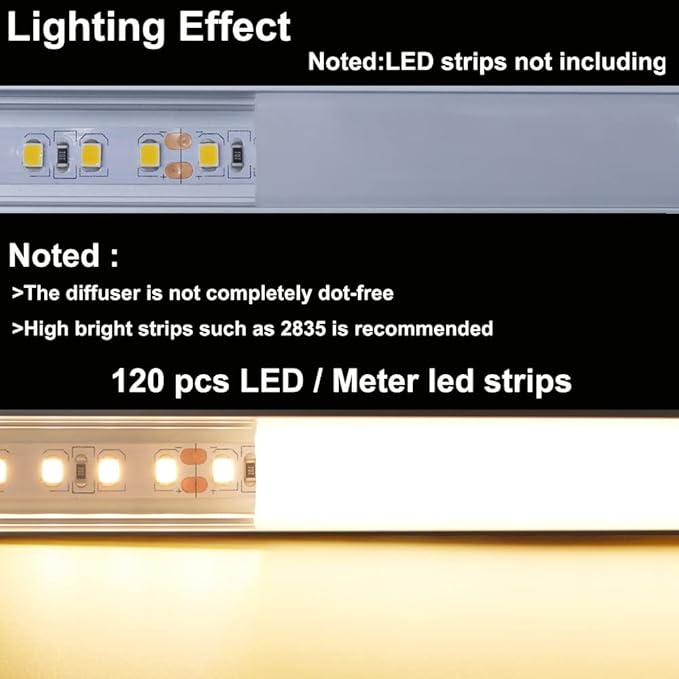 hunhun 10-Pack 3.3ft/1Meter U Shape LED Aluminum Channel System with Milky Cover, End Caps and Mounting Clips, Aluminum Profile for LED Strip Light Installations, Very Easy Installation