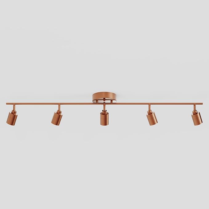 Shura Brushed Copper 5-Light Track Light with Rotatable Heads, Integrated LED Bulbs, 4 ft. Track Lighting Kit, 3000k, 2450 Lumens