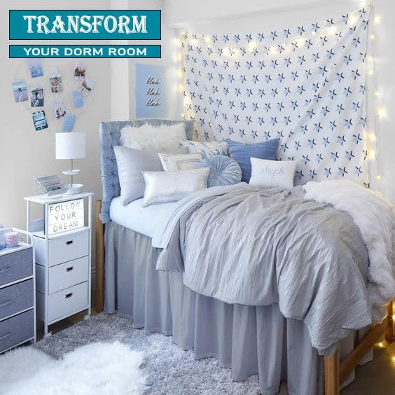 Dorm Bed Skirt, Twin XL, 34" Drop, Light Grey | Soft Microfiber Fabric, College dorm rooms, Hides under-bed storage, Fits 39"x80" Beds, Wrinkle-resistant, Machine Washable
