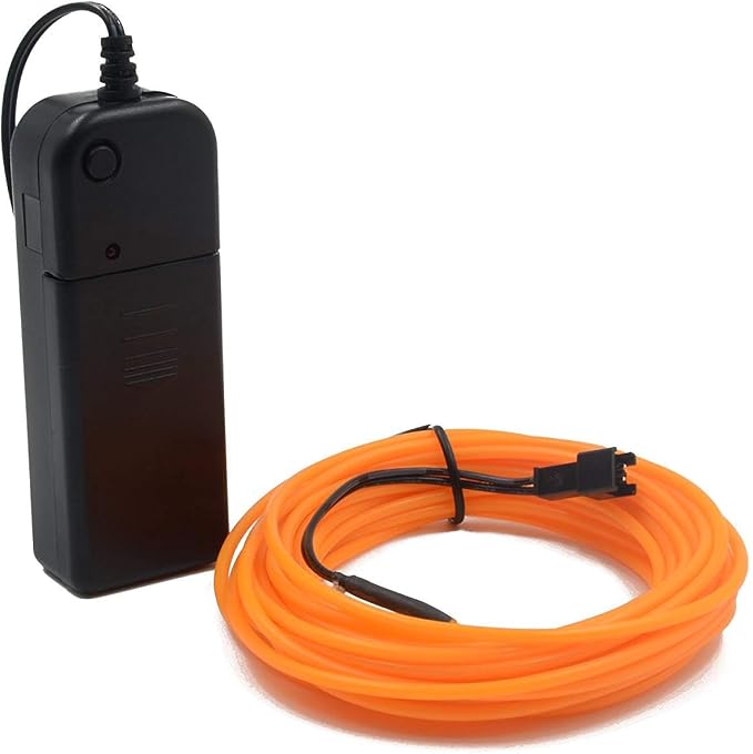 ABALDI EL Wire Rope Light Battery Powered Flexible Neon Light 3 Modes Electroluminescence Wire for Christmas Xmas Party Decoration(3m/9ft,Yellow)