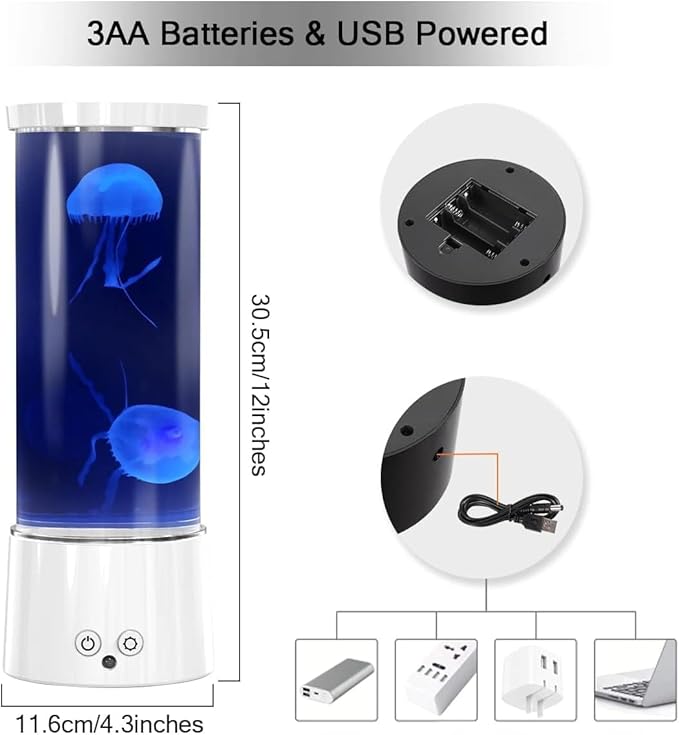 FBSPORT Jellyfish Lamp, Jellyfish Night Aquarium Tank Night Light 17 Color Changing with Remote Control for Kids Adults Home Office Decor Table Lamp Gifts for Christmas(White)