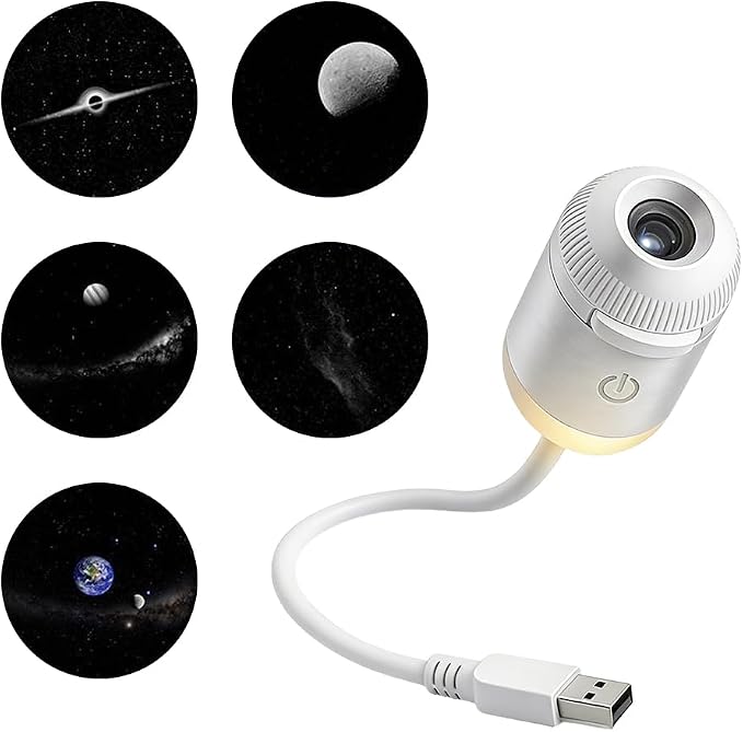2-in-1 Galaxy Projector Night Light, New USB Star Projector with Adjustable Brightness, Mini Galaxy Light Projector for Bedroom Ceiling Wall Room Decor (24 Projection Films) (5 Projection Films-B)