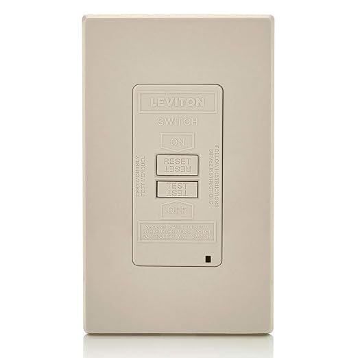 Leviton Blank Face GFCI, 20 Amp, Self Test, LED Indicator Light, Provides GFCI Protection Where an Outlet is not Needed, GFRBF-W, Light Almond