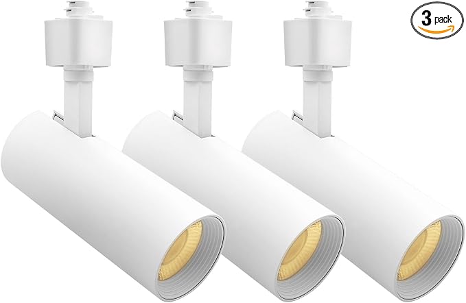 LUXRITE 2.5 Inch LED H-Track Lighting Heads, 5CCT, Round White (3 Pack) | 2700K/3000K/3500K/4000K/5000K, CRI90, 20W, 1500LM, Adjustable 358° + 90° Tilt, H Type Track Light Head, Dimmable, ETL Listed