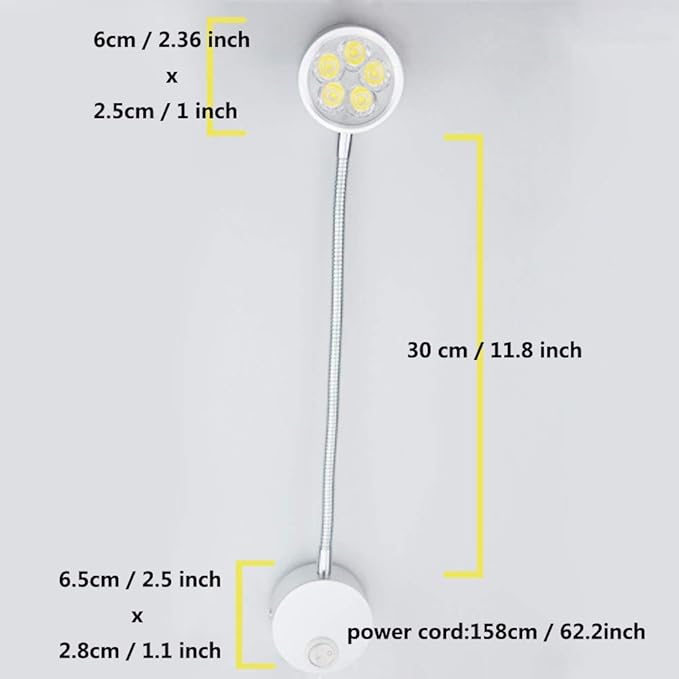 Wall Mounted Reading Light,Plug in Wall Light Wall Mount Lamp,Wall Reading Light Flexible Light Wall Light Adjustable Angle(5W, Warm White)