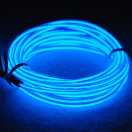lychee EL Wire Neon Glowing Strobing Electroluminescent Light El Wire w/Battery Pack for Parties, Halloween Decoration (Blue, 9ft)