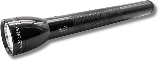 MagLite ML300L LED 4-Cell D Flashlight, Adjustable Focus, Long Battery Life, Water-Resistant, Tactical and Emergency Use – Black