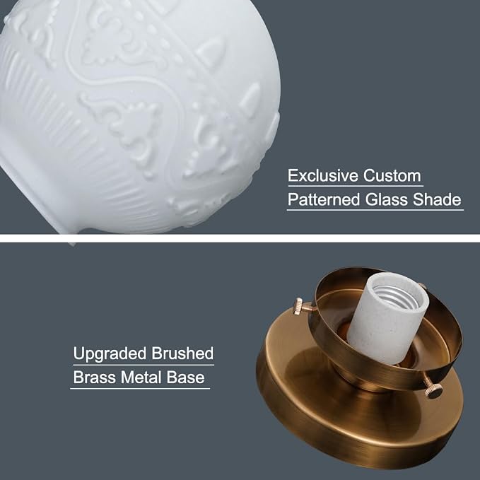 Daunton Semi Flush Mount Ceiling Light, Modern Globe Milk Glass Ceiling Light Fixture, Vintage Small Brass Gold Hallway Light Fixtures for Kitchen, Entryway, Bathroom, Clos