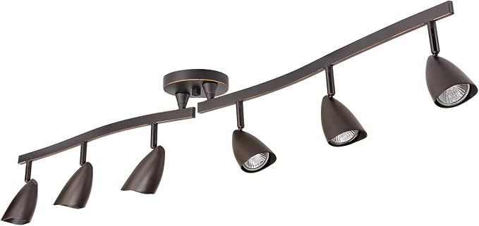 Globe Electric 59376 Grayson 6-Light Adjustable S-Shape Track Lighting, Bronze Color, Oil Rubbed Finish