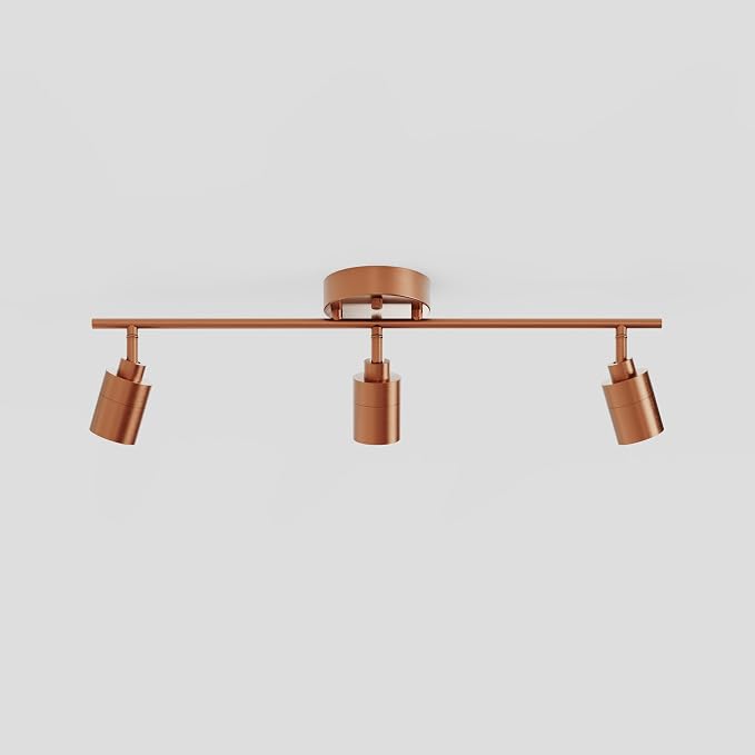 Shura Brushed Copper 3-Light Track Light with Rotatable Heads, Integrated LED Bulbs, 2 ft. Track Lighting Kit, 3000k, 1470 Lumens