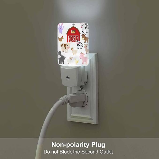 Farm Animals and Barn Night Lights Plug into Wall Cute Cartoon Night Light with Dusk to Dawn Sensor for Home Bedroom Bathroom Living Room 0.5W Sleep-Friendly