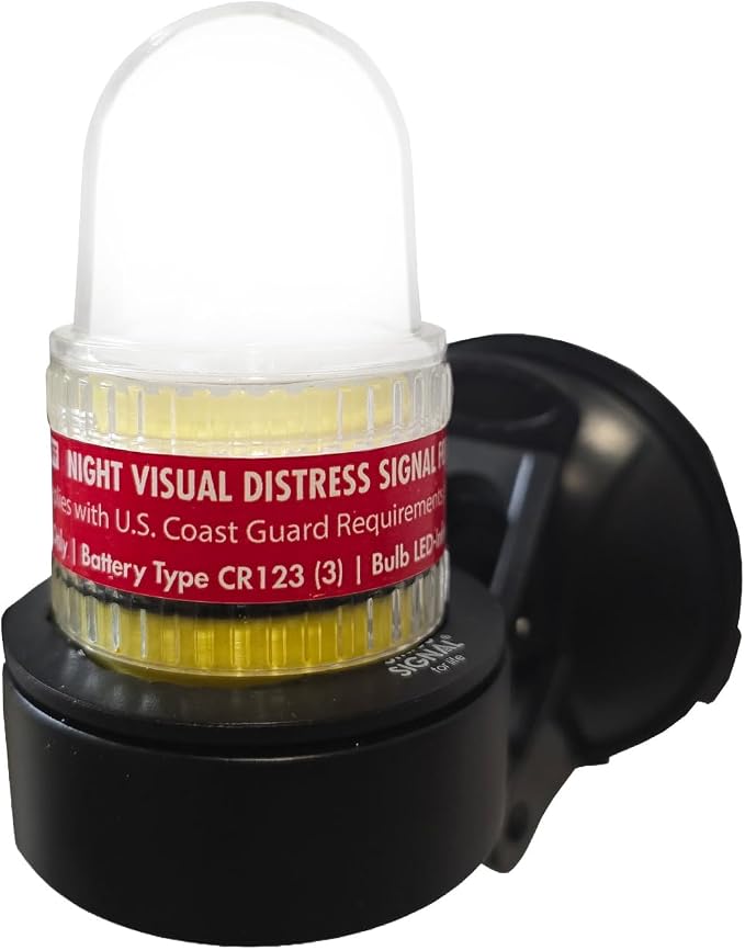 Sirius Signal A-1001 SOS LED Mini Beacon Distress Signal - USCG Approved | Electronic Boat Flare Replacement, Bright White Light + Infrared, Includes Mount, Daytime Flag & Whistle, Storage Handle