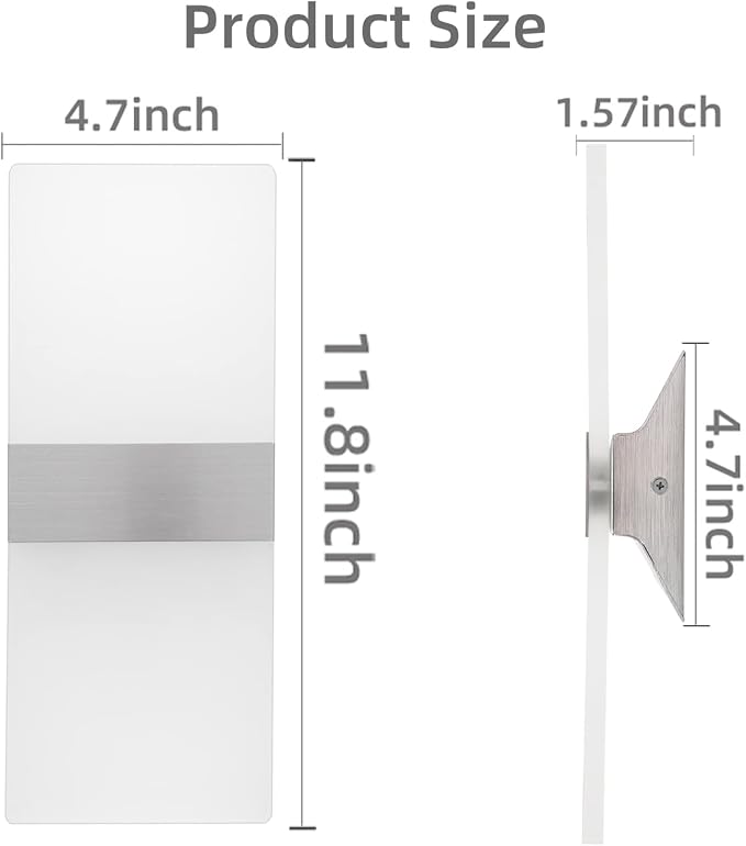 KICAAO Modern Wall Sconces, Led Wall Light 10w, Wall Sconce Up Downlight, Hardwired Acrylic Wall Light Lighting, Suitable for Living Room Corridor Bedside (Warm White 2700K 4Pack)