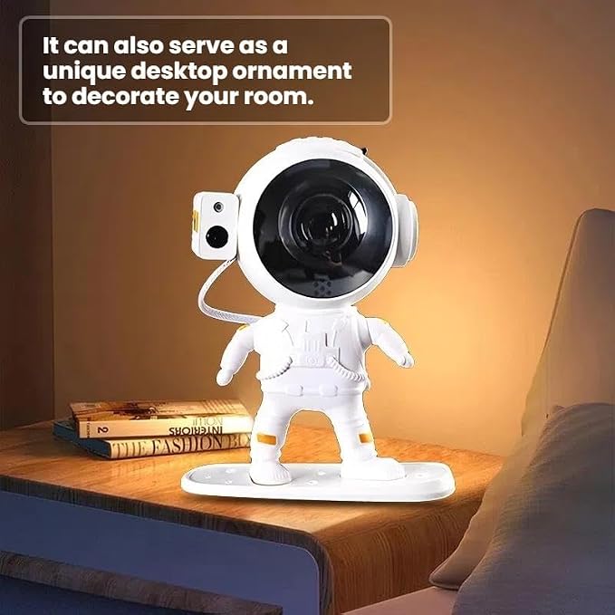 White Noise Astronaut Aurora Galaxy Projector — 360° Rotating Star & Moon Night Light with Sleep Timer, Music Sync, Remote Control, Calming LED Mood Lamp for Bedroom, Kids' Room, Nursery