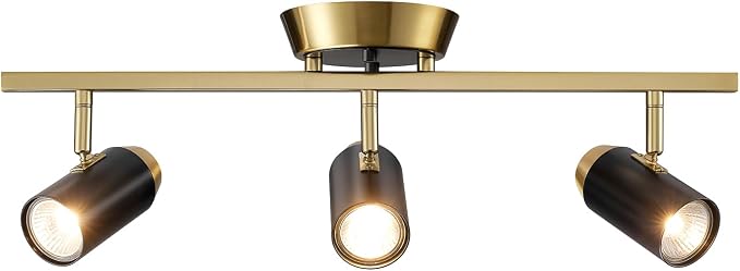 Globe Electric 3-Light Track Lighting, Adjustable Heads, Matte Brass with Black Accents, 21-Inch Dimmable Track Bar for Modern Kitchen & Ceiling Lighting
