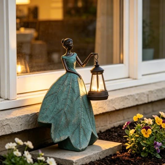 Guichifun Fairy Statues Garden Decor with Solar Lights Gifts for Women | Resin Garden Statues, Outdoor Decor, Patio Yard Lawn Decor, Housewarming Gardening Gifts for Mom, 7.4 x 5.3 x 12 Inch