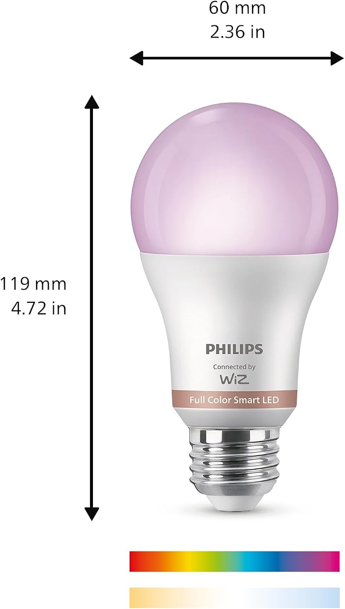 PHILIPS Smart 100W A19 LED Light Bulbs 4-Pack - Connects to Your Wi-Fi - E26 - Control with Voice or App + Activate with Motion - Matter Compatible