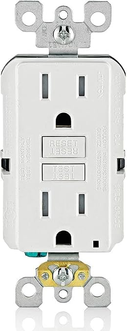 Leviton GFCI Outlet,15 Amp,Self Test,Tamper-Resistant with LED Indicator Light,Protection from Electric Shock and Electrocution,GFTR1-W,White,(Pack of 10)