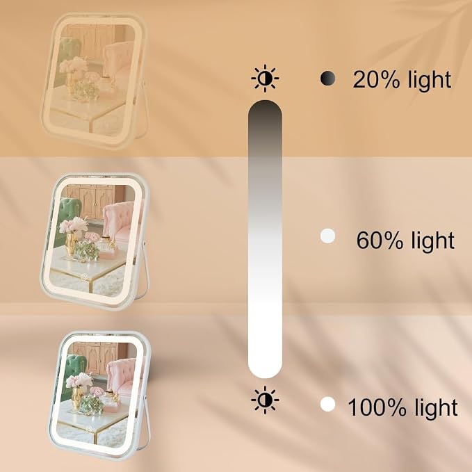 LED Makeup Mirror 8x10 Rechargeable with 3 Color Settings, Touch Control, Portable & Cord-Free Vanity Mirror, Premium Metal Frame, Gift-Ready for Travel Mirror White