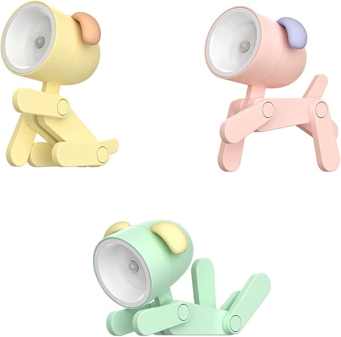 Cute Night Light for Kids, Adorable Mini Led Table Desk Lamp, Decorative Lamp Nightstand, Animal Pet Nightlights, Christmas Decorate Birthday Gifts for Children, Students (Dog 3 Colors)
