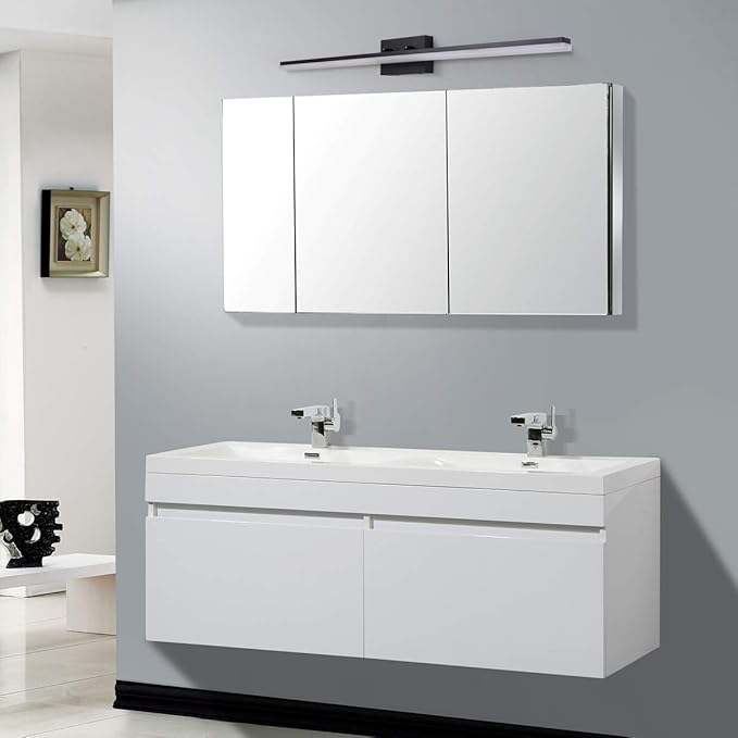 mirrea 48in Modern LED Vanity Light for Bathroom Lighting Dimmable 46w Black Painted (Cold White 5000K)