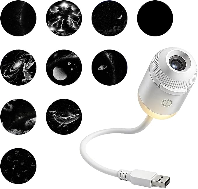 2-in-1 Galaxy Projector Night Light, USB Star Projector with Adjustable Brightness, Mini Galaxy Light Projector for Bedroom Ceiling Wall Room Decor