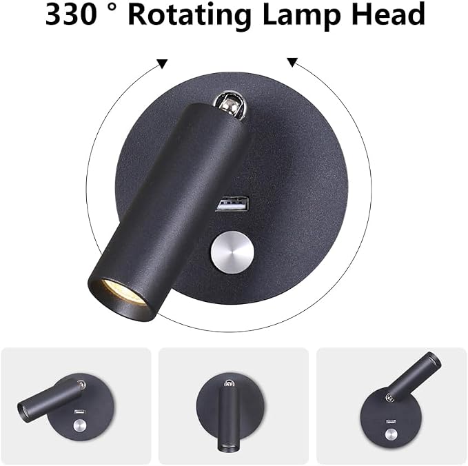 Surface Wall Mounted Reading Light Sconces Lamp Touch Dimmer Switch LED 3W Warm White 3000K 2PCS (Hardwired)