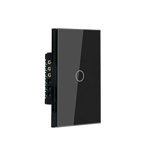 WiFi Smart Light Switch,1-Button Single Gang 2.4GHz Wi-Fi Touch Switch, Neutral Wire Required,Work with Smart Life/Tuya App and Alexa,Black