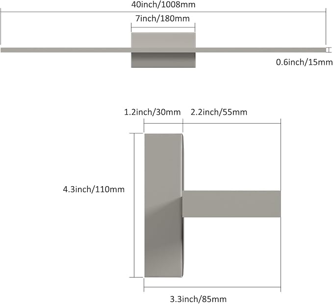 Ralbay Brushed Nickel Vanity Light for Bathroom Metal Acrylic Modern LED Bathroom Light Fixtures Brushed Nickel 40inch