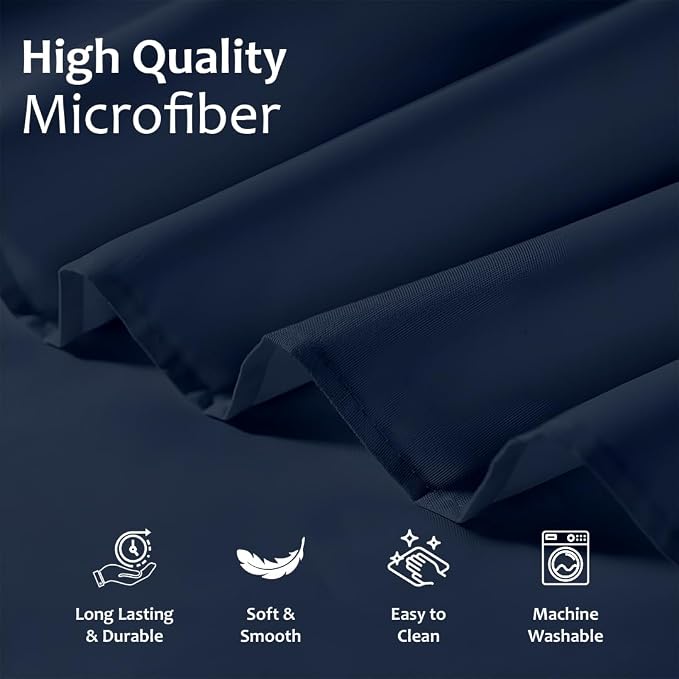 Shreem Linen Ruffled Bed Skirt with Split Corners, Gathered Style, 100% Microfiber, 16-Inch Drop, Dust Ruffle Bedskirt with Platform, Queen, Navy Blue