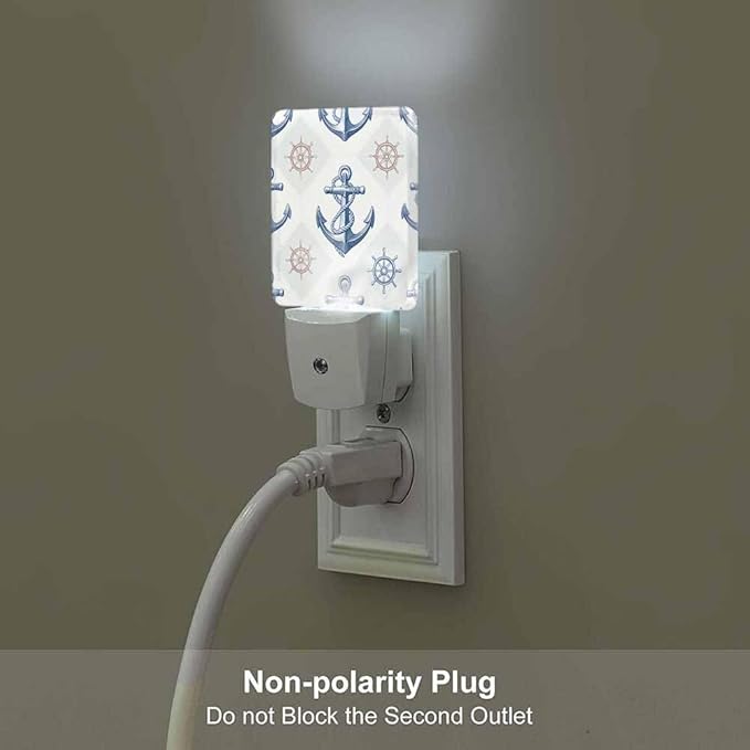 Anchor LED Night Lights Plug into Wall Vintage Rudder Compass for Navigation 0.5W Plug in Night Light, Dusk to Dawn, Bright Nightlight Auto On/Off, for Room Bedroom Bathroom