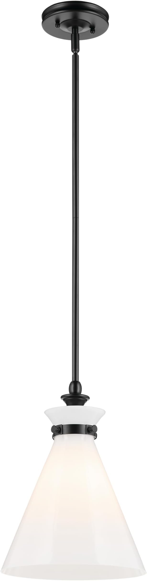 Kichler Laria Pendant Light, Opal Glass, Black | Updated traditional pendant light for kitchen islands and dining rooms (14.5" x 10.5"), 52774BK
