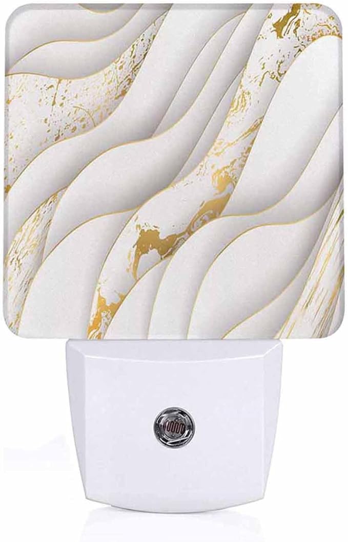 LED Night Light Lamp with Smart Sensor Dusk to Dawn Sensor,Gold White Abstract Night Light Daylight White,0.5W Plug-into Wall for Adults,Bedroom,Bathroom,Hallway,Kitchen