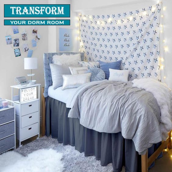 Dorm Bed Skirt, Twin XL, 32" Drop, Dark Grey | Soft Microfiber Fabric, College dorm rooms, Hides under-bed storage, Fits 39"x80" Beds, Wrinkle-resistant, Machine Washable