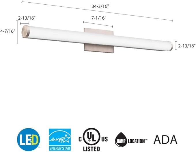 Lithonia Lighting FMVCCLS 36IN MVOLT 30K35K40K 90CRI BN M4 Vanity Fixture, 36-Inch, Brushed Nickel