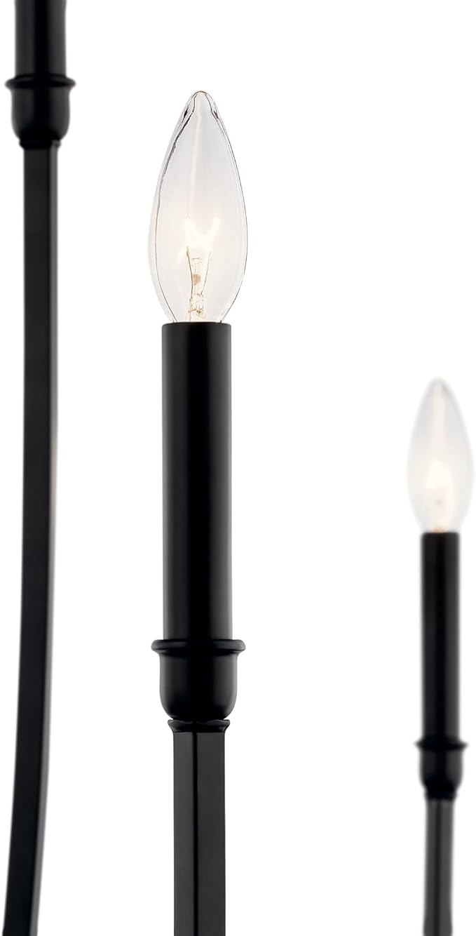 Kichler Malene 8-Light Foyer Chandelier, Updated Traditional Light in Black, Sloped Ceiling Compatible, for Foyer, Dining Room or Living Room (43.5" x 42.25"), 52699BK